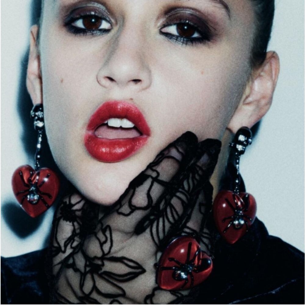 New! Zara Red Heart Spider And Skull Earrings | NWOT